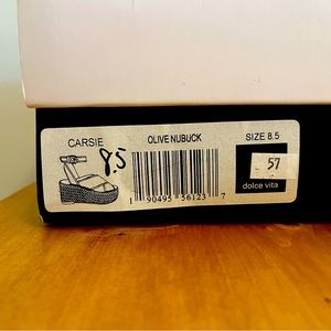 Brand new Dolce Vita CARSIE Olive suede platform sandals with snakeskin straps